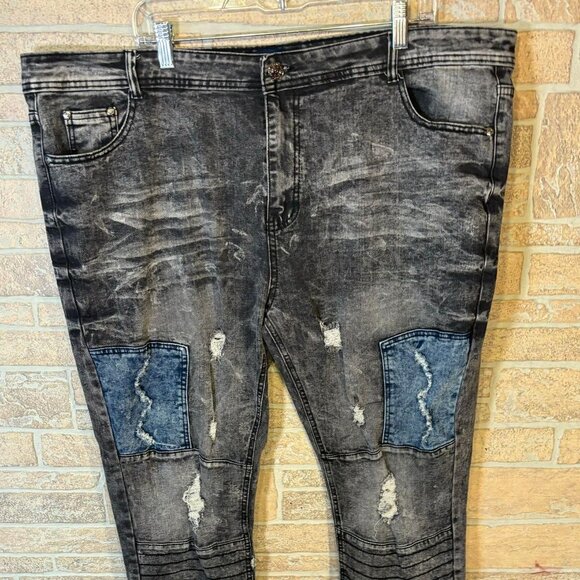Phat Farm Y2k Grey, Stretch, Patched and distressed Size 42x30 Jeans‎ - Picture 1 of 10